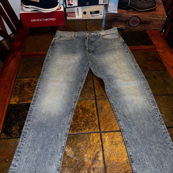 RE/done high rise stove pipe jeans - sz 34 Button Fly length 31 - Picture 3 of 6